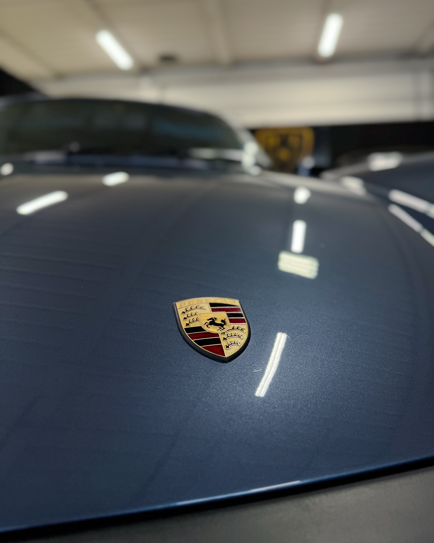 Porsche 911 SC blu - Stemma cofano